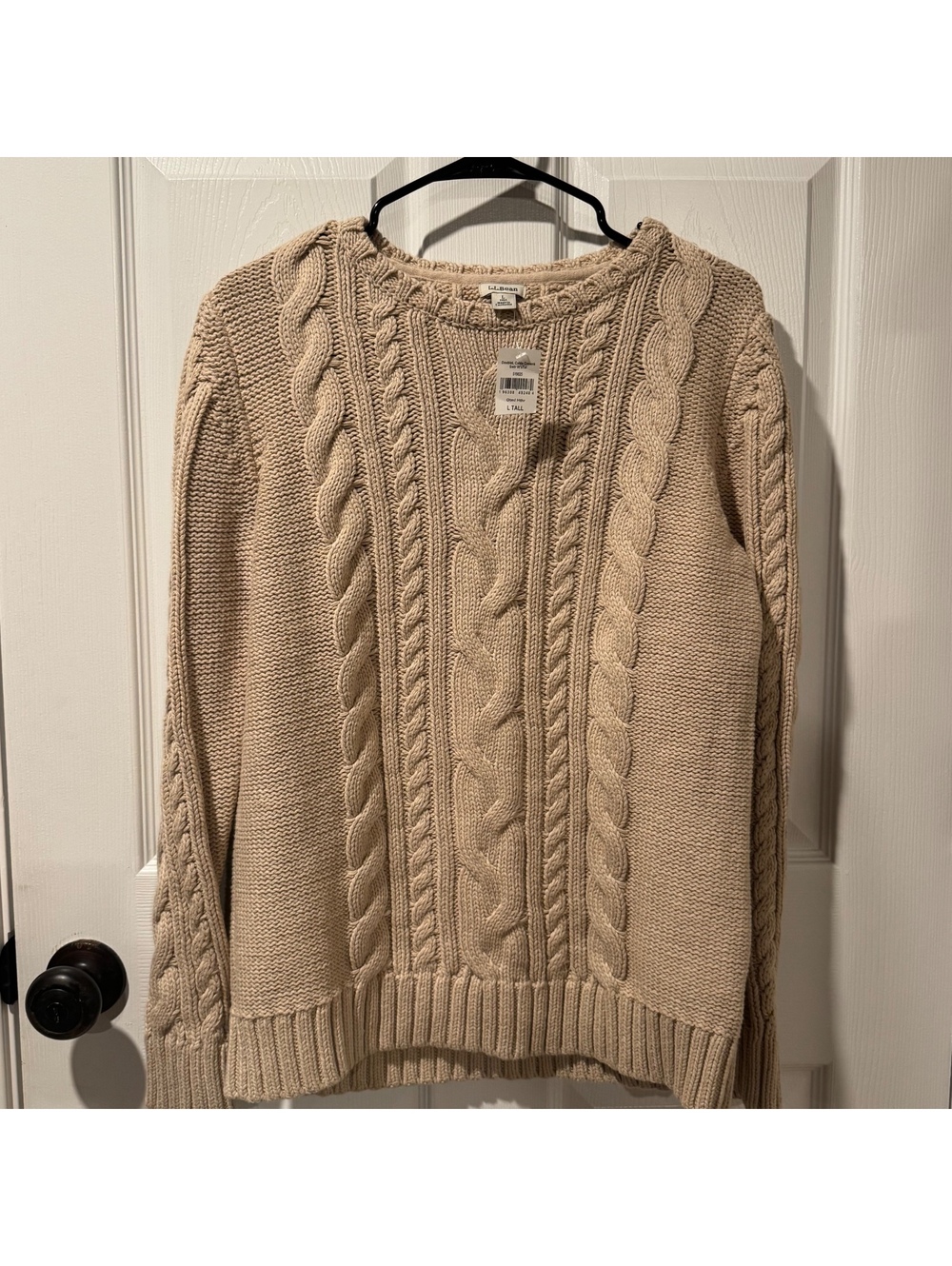 NWT L.L.Bean Double Fisherman Crewneck Oatmeal Sweater- LT